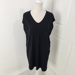 Pact Dress Womens S Black Organic Cotton Pockets Minimalist Knee Length